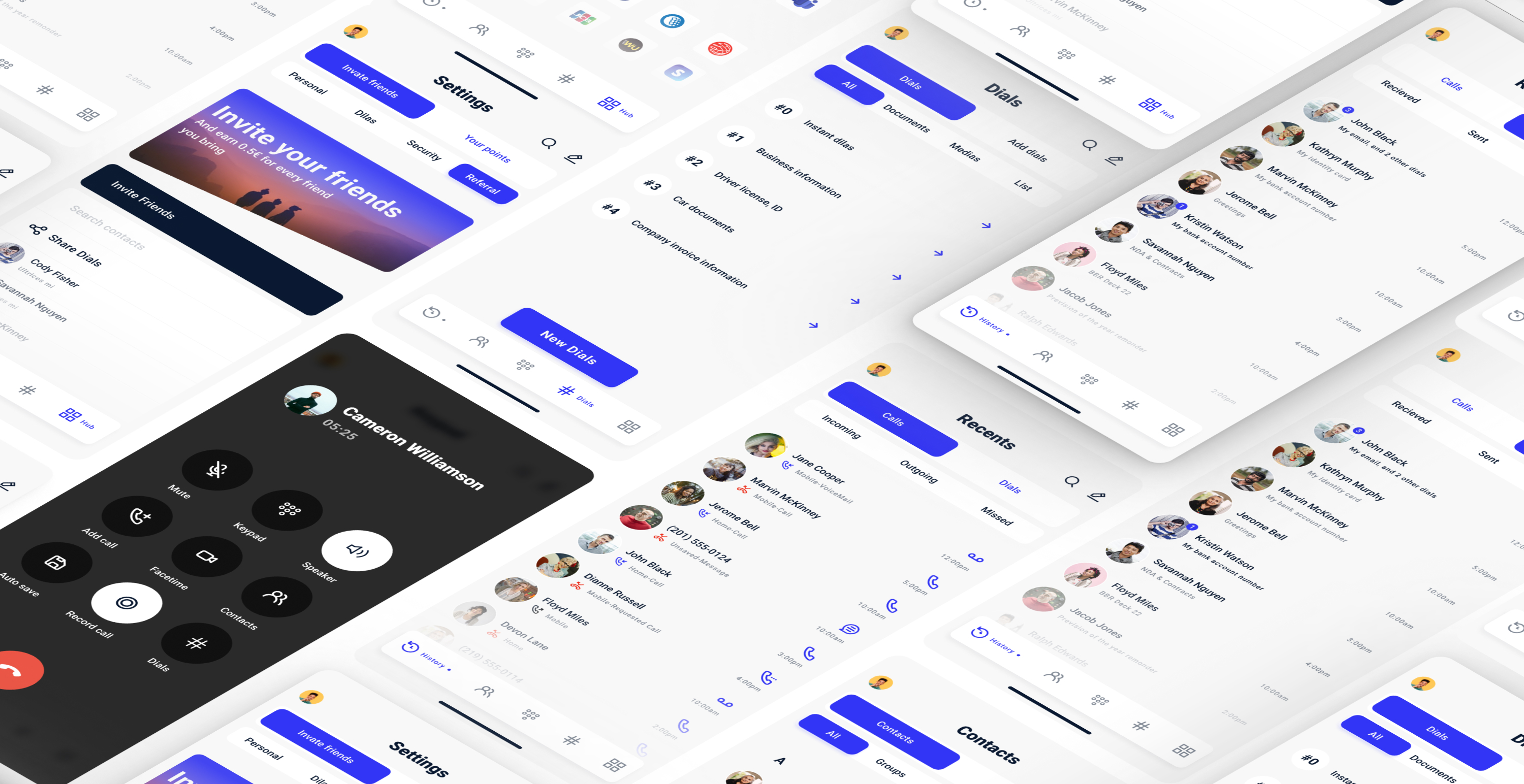 Menu de sélection documents Dials