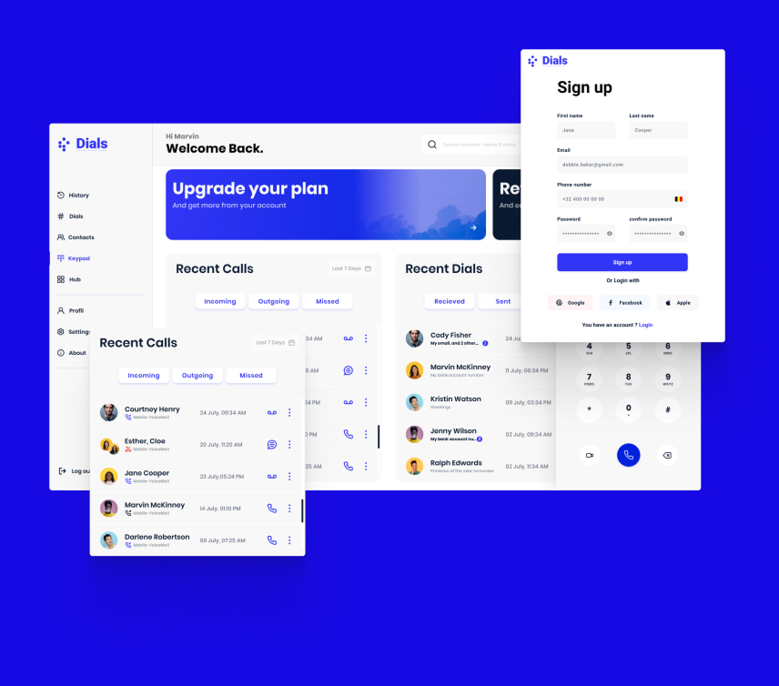 Fonctionnalité d'envoi rapide Dials